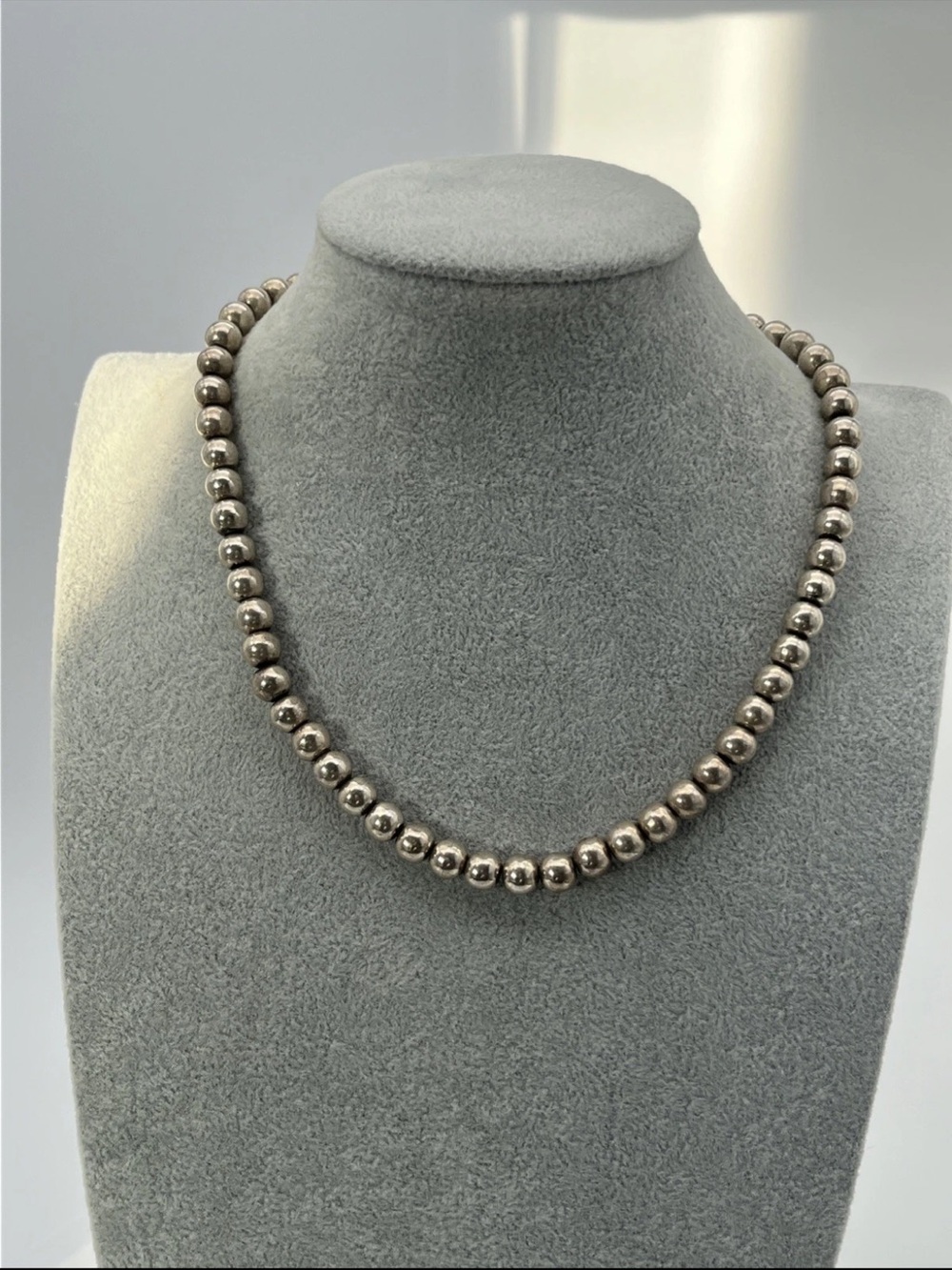 Long Strand Taxco Mexico Balls Beaded Necklace Heavy 55g 925 Sterling Silver 18” - Picture 4 of 5